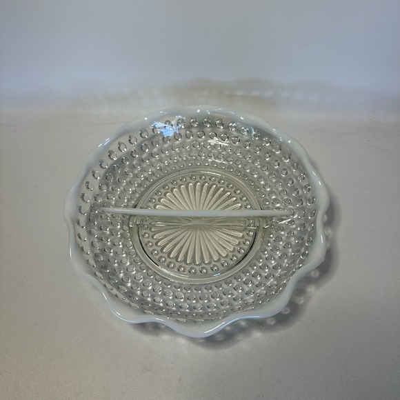 Anchor Hocking Other - Vintage Anchor Hocking Moonstone Hobnail Divided Opalescent Relish Candy Dish